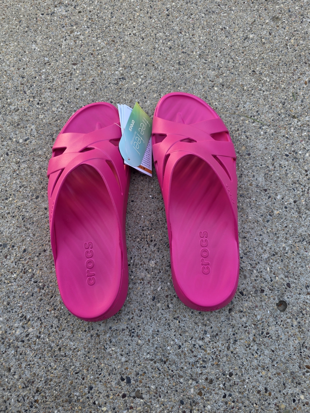 Crocs Pink Crisscross Slide Sandals Women Size 9 - Picture 10 of 11